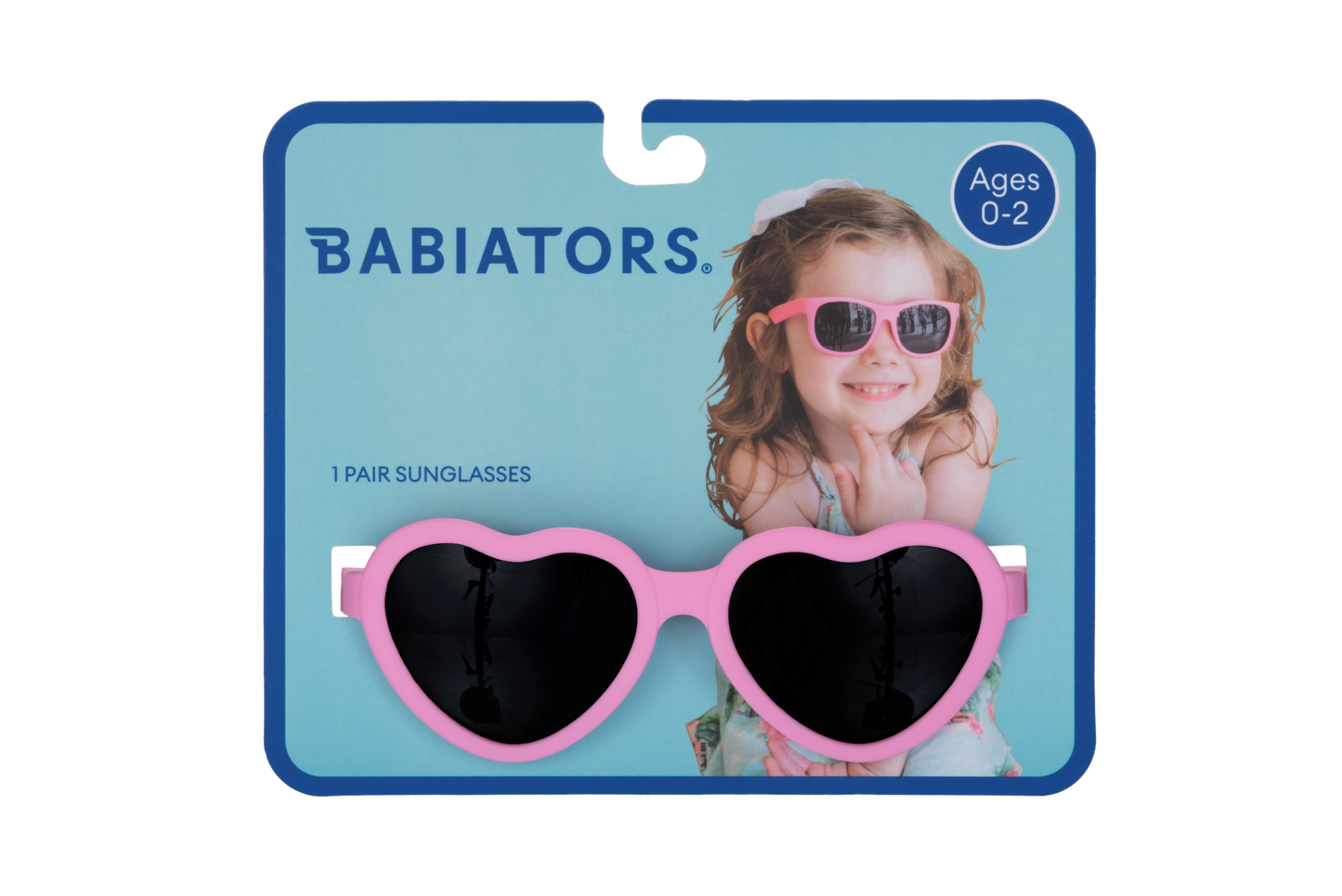 BABIATORS - Light Pink Heart Kids Sunglasses on Peggable Hangtag