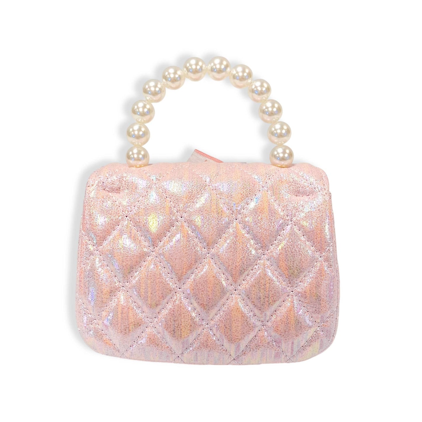 DOE A DEAR - Embellished Bow Shiny Quilted Purse