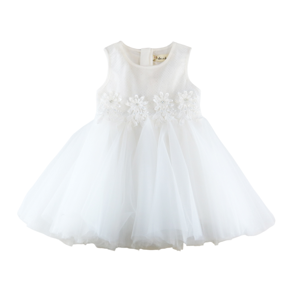 DOE A DEAR - Floral Embroidered Sheer Dress - WHITE Little Dreamers DOE A DEAR - Floral Embroidered Sheer Dress - WHITE Little Dreamers