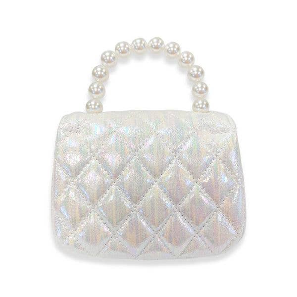 DOE A DEAR - Embellished Bow Shiny Quilted Purse