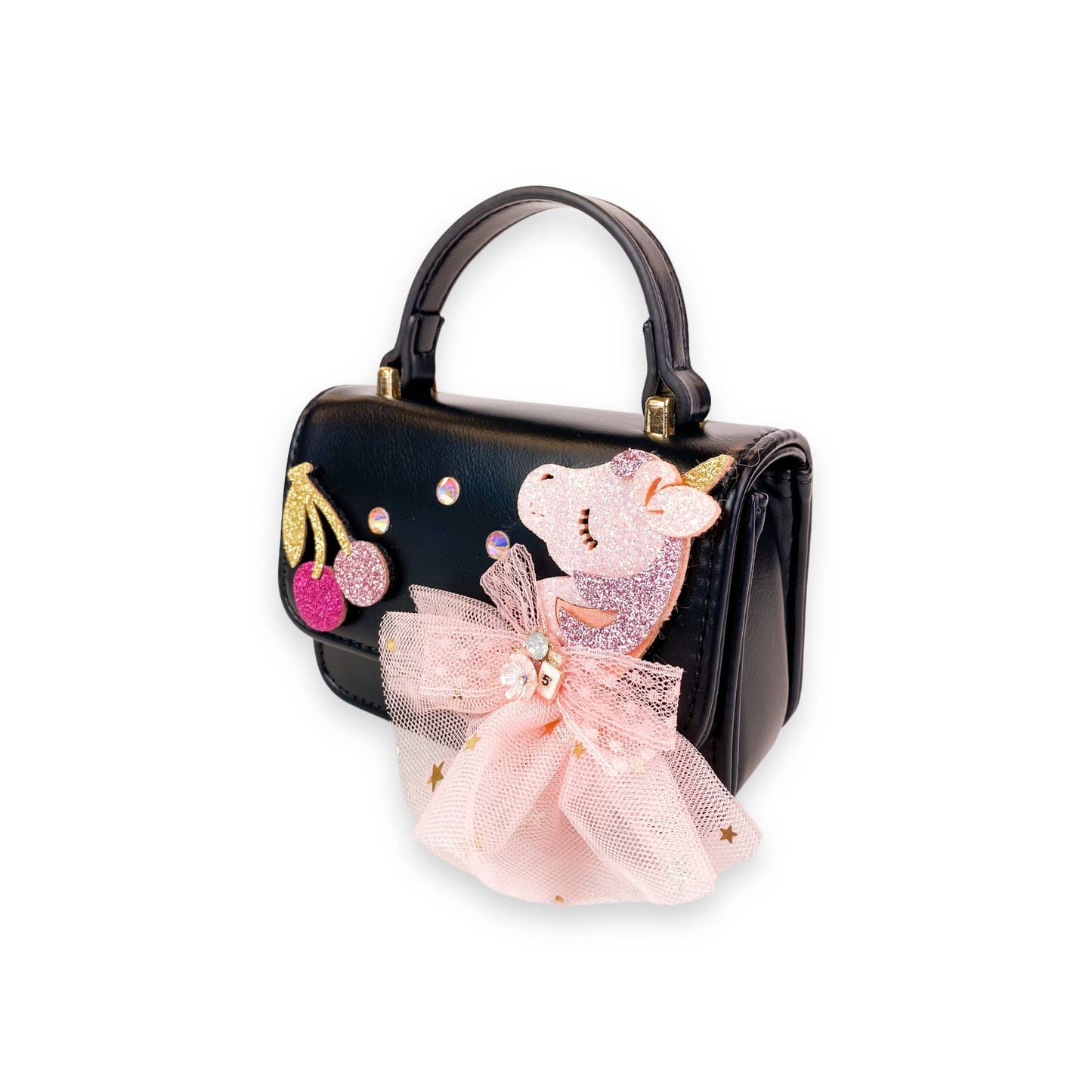 DOE A DEAR - Unicorn & Cherry Applique Purse