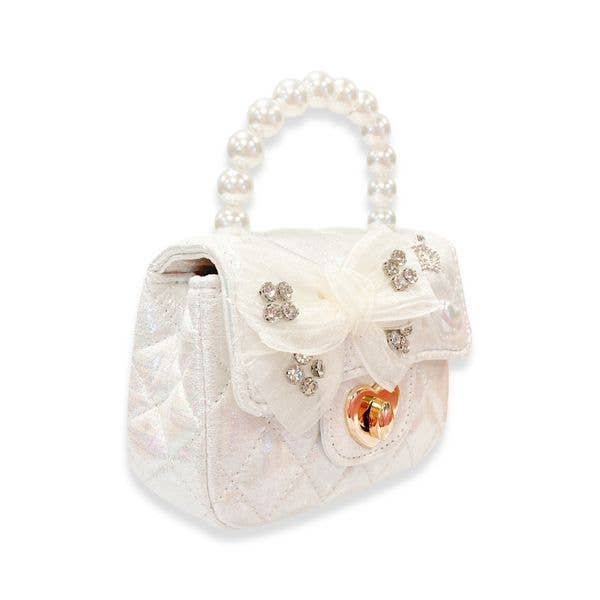 DOE A DEAR - Embellished Bow Shiny Quilted Purse