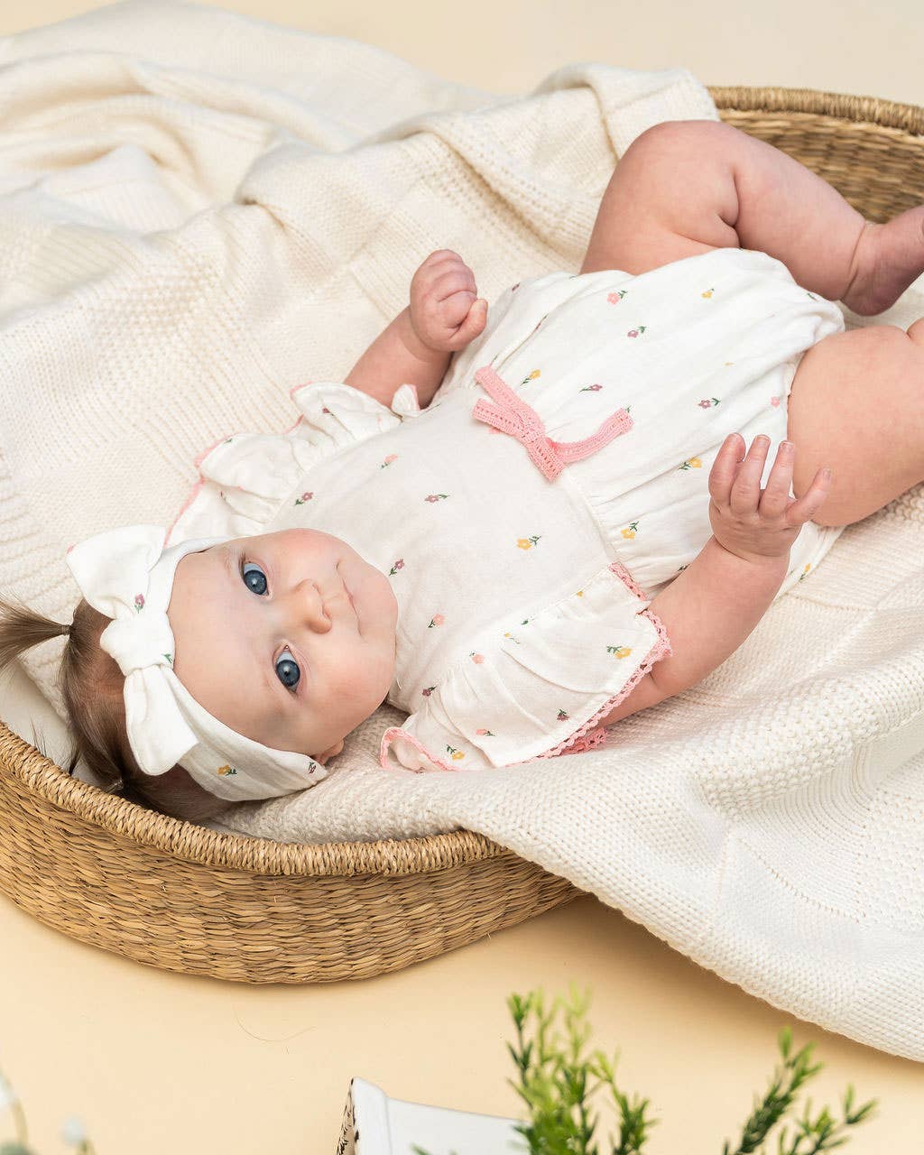 Margot Flower Baby Romper + Headband (Organic)