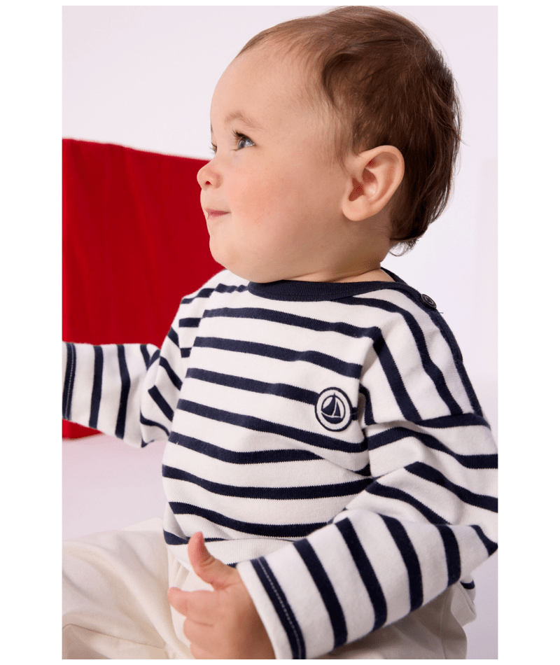 PETIT BATEAU - Baby Boy LS Stripe Mariniere Top