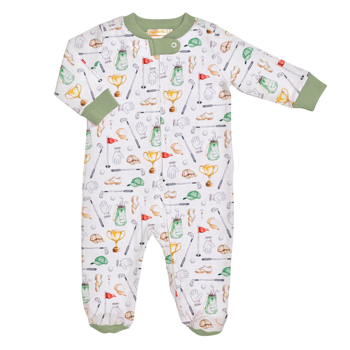 BABY CLUB CHIC - Little Champions Printed Pima Zipped Footie