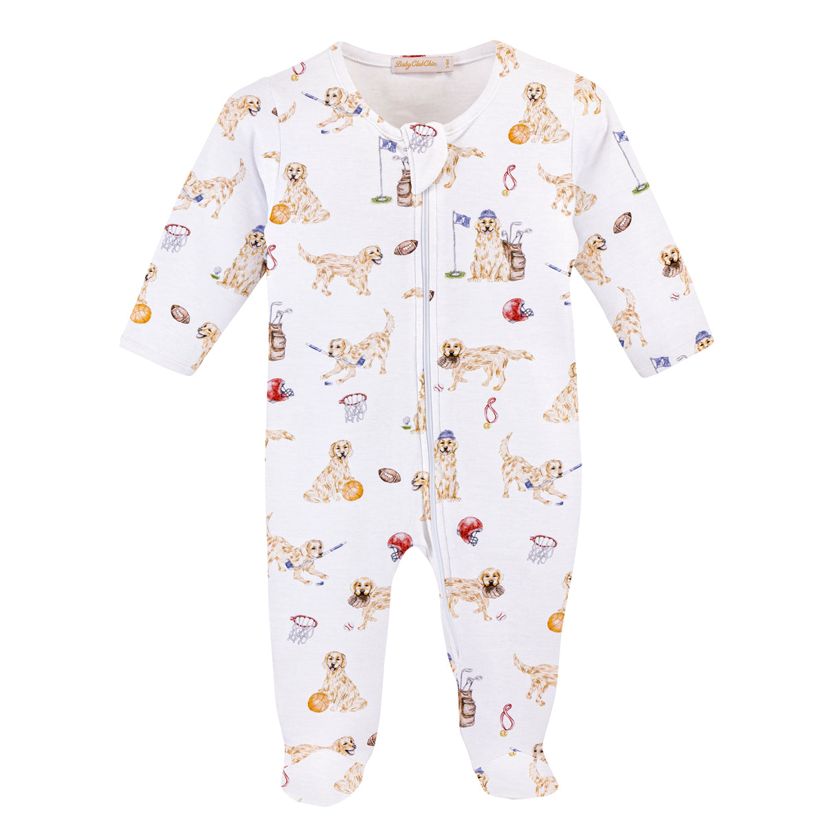 BABY CLUB CHIC - Golden League Printed Pima Zipped Footie