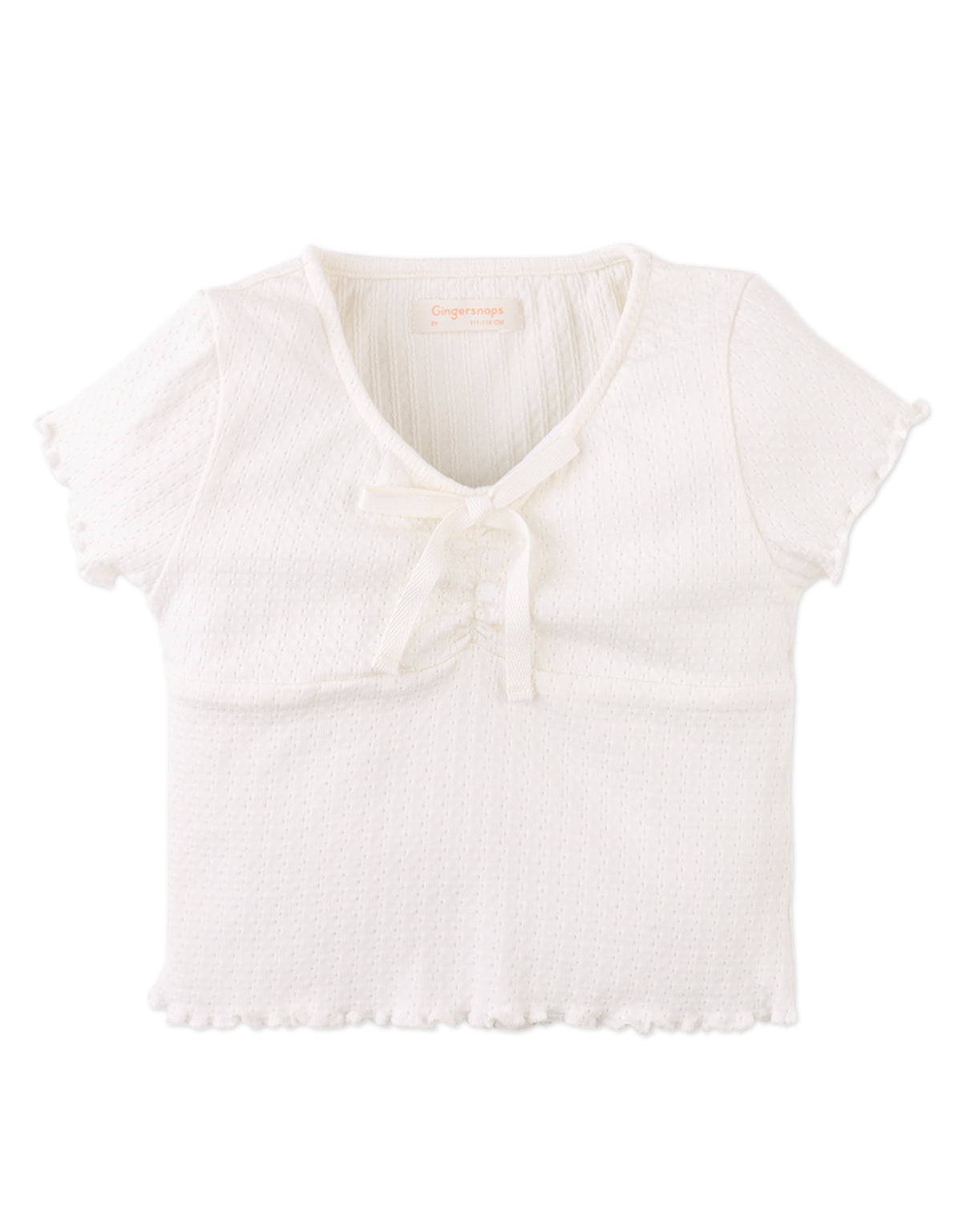 GINGERSNAPS - Gardenia Textured Top With Front Ties