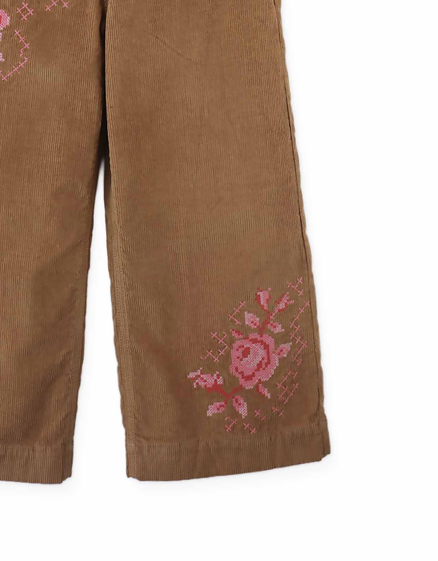 GINGERSNAPS - Loreine Wide Leg Corduroy Pants With Rose Details