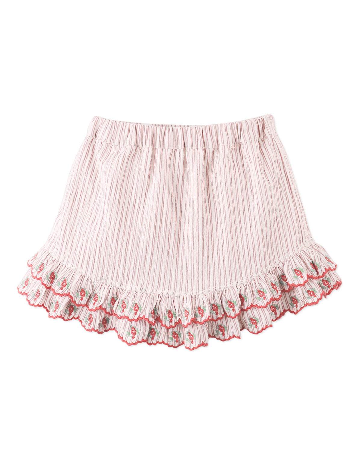 GINGERSNAPS - Remi Ruffled Hem Skort With Botanical Embroidery
