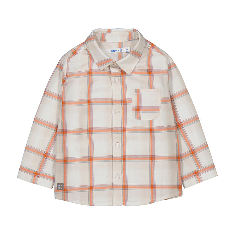 MAYORAL - L/s checked shirt - Pumpkin