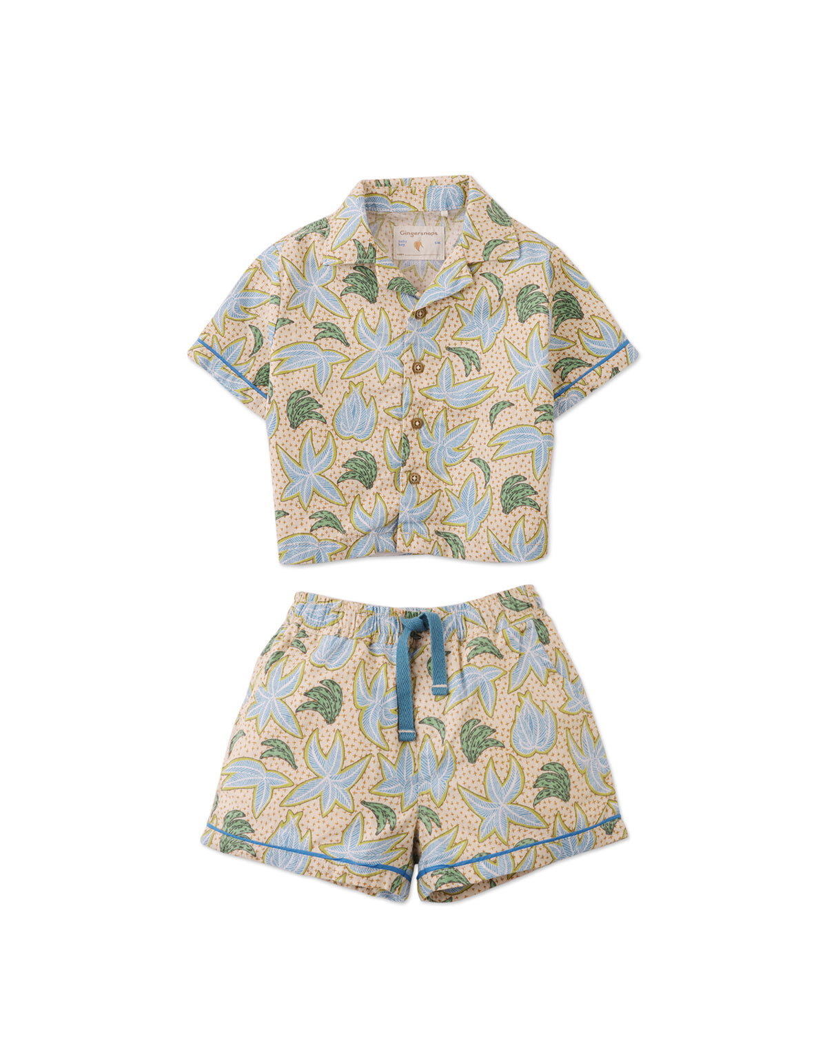 GINGERSNAPS - Baby Mo Palms & Bananas Panaman Shirt & Shorts Set
