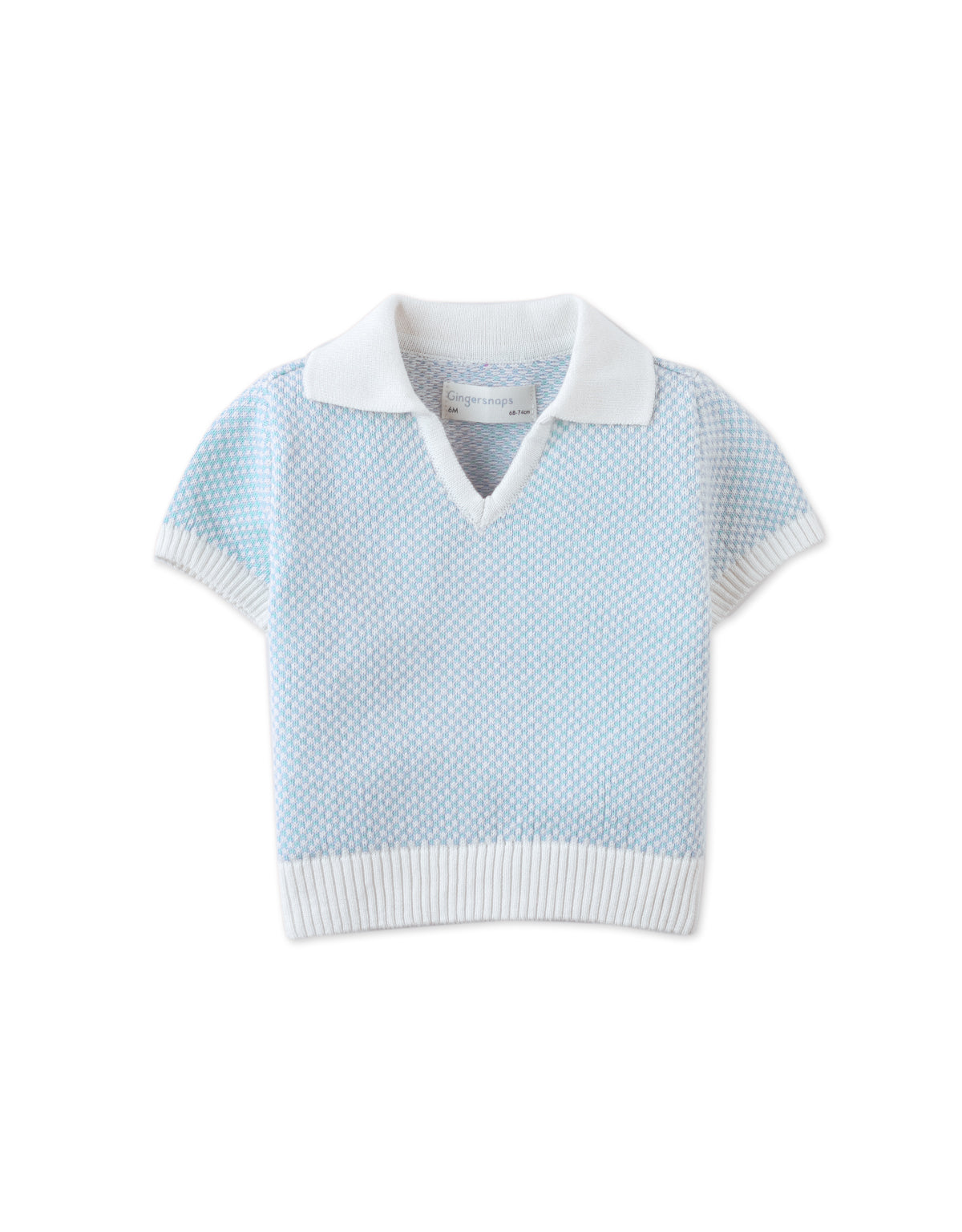 GINGERSNAPS - Baby Lucius Popcorn Polo With Ribbed Cuffs & Hem