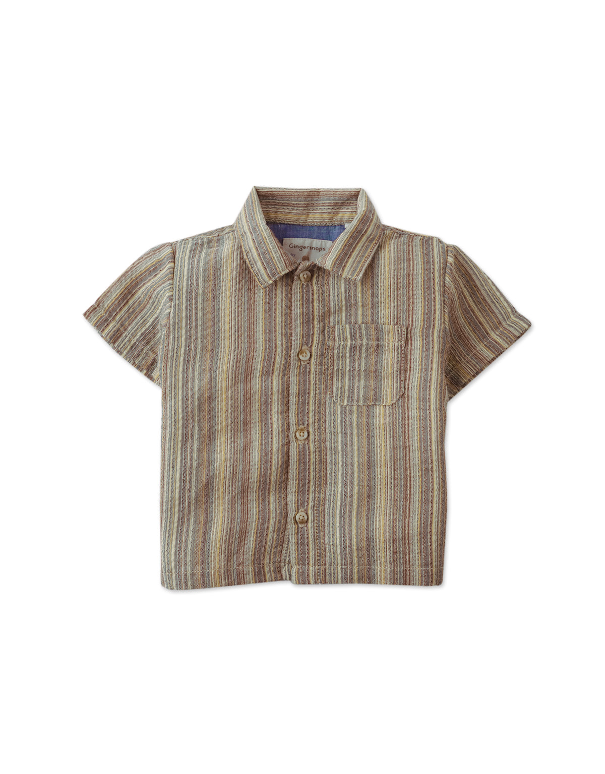 GINGERSNAPS - Baby Billy Cotton Linen Shirt With Microstripes