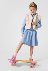 BILLIEBLUSH - Girls Light Denim LS Dress With Collar