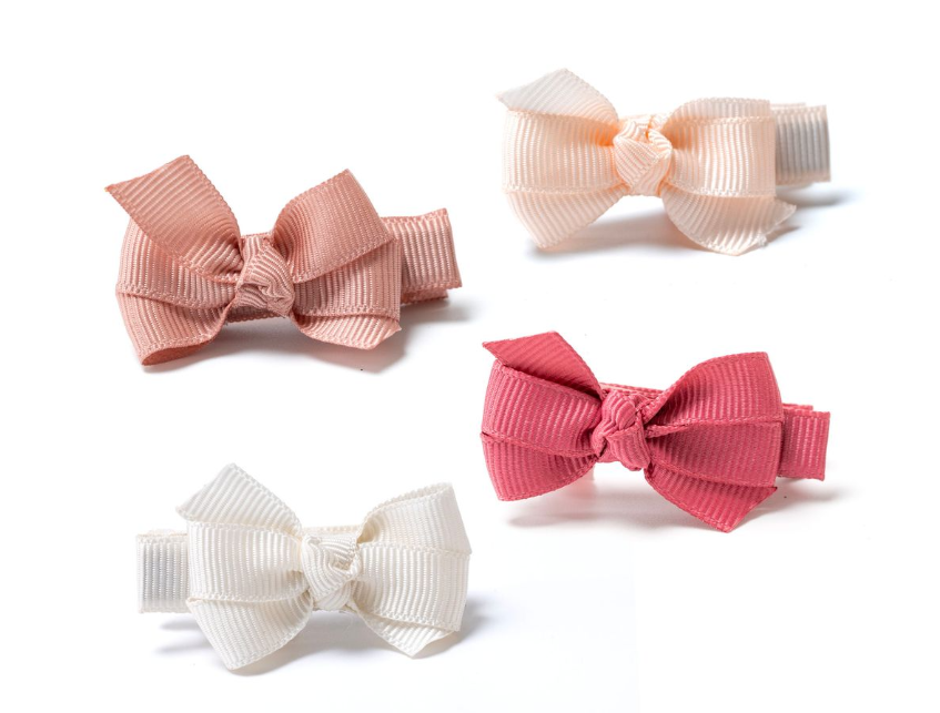 LILIES & ROSES - Little Bows Pink Earthy Shades Set of 4 Hair Clips