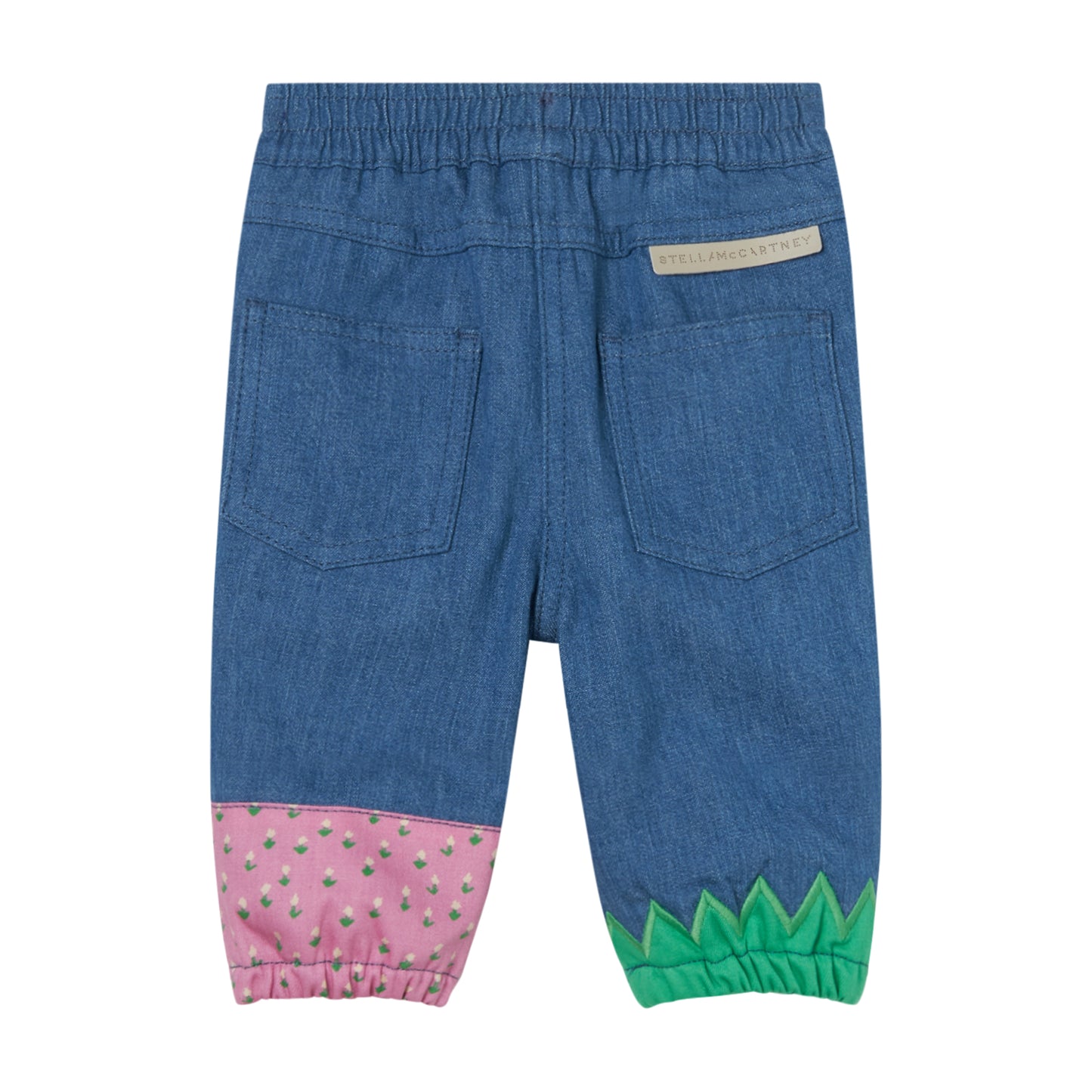 STELLA MCCARTNEY - BABY GIRL CHAMBRAY PANTS WITH PATCHES