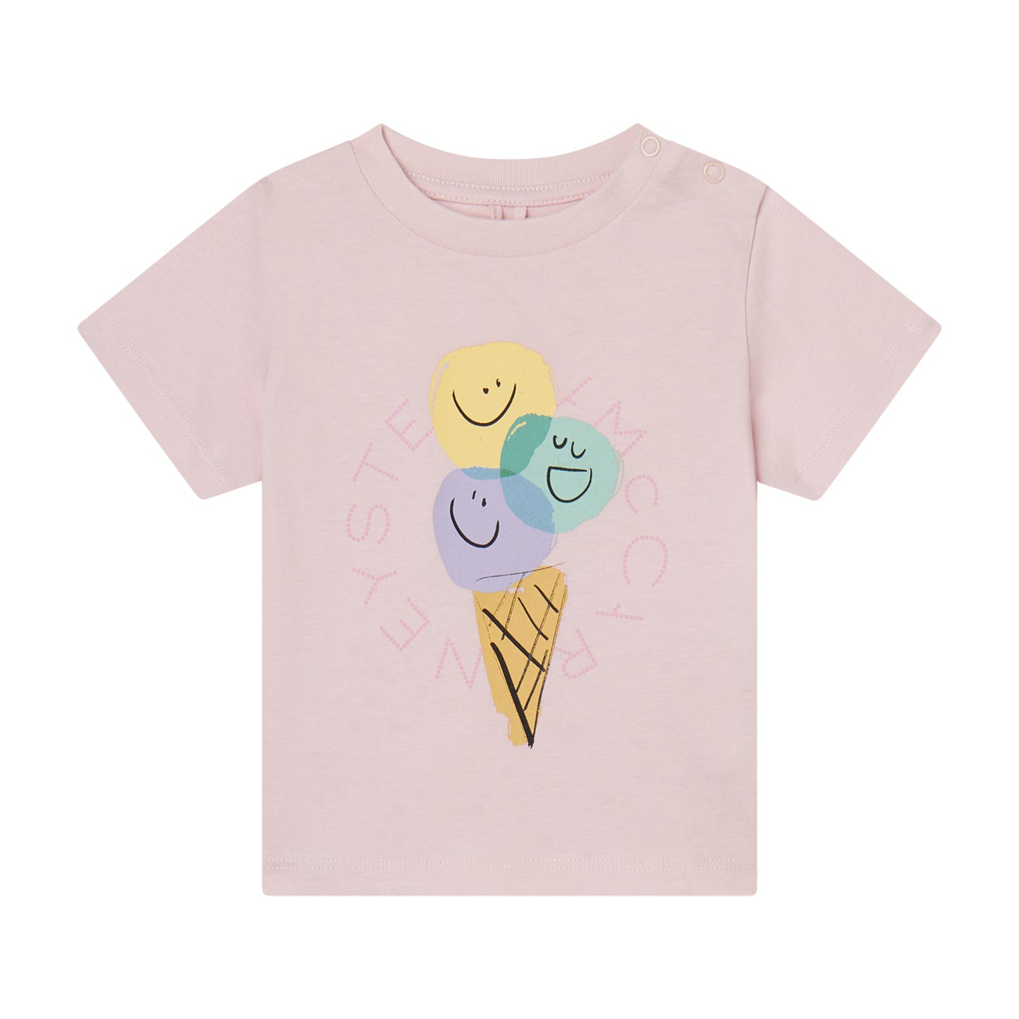 STELLA MCCARTNEY - Baby Girl SS T-Shirt With Ice Cream Logo Disk Print