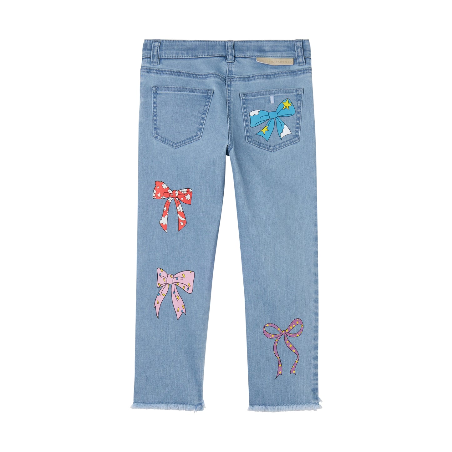 STELLA MCCARTNEY - Girl Denim Pants With Multicolor Bows Print