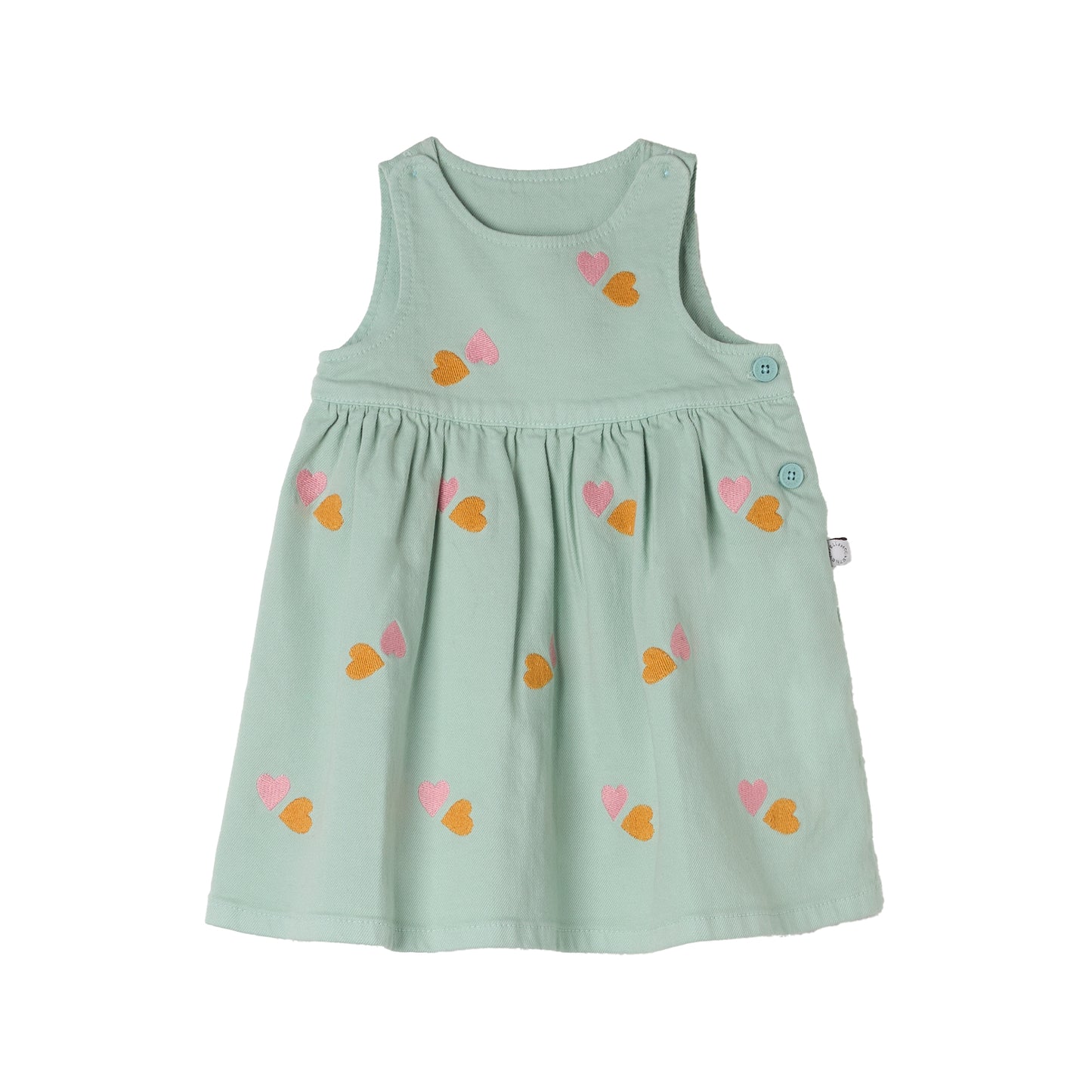 STELLA MCCARTNEY - Baby Girl Sleeveless Gabardine Ricamata Heart Dress