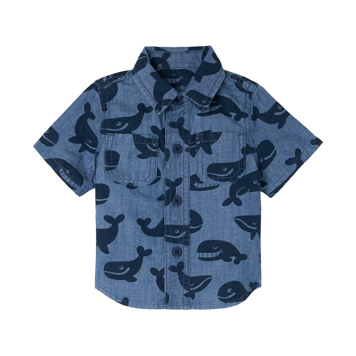 STELLA MCCARTNEY - Baby Boy SS Chambray Whale Shirt