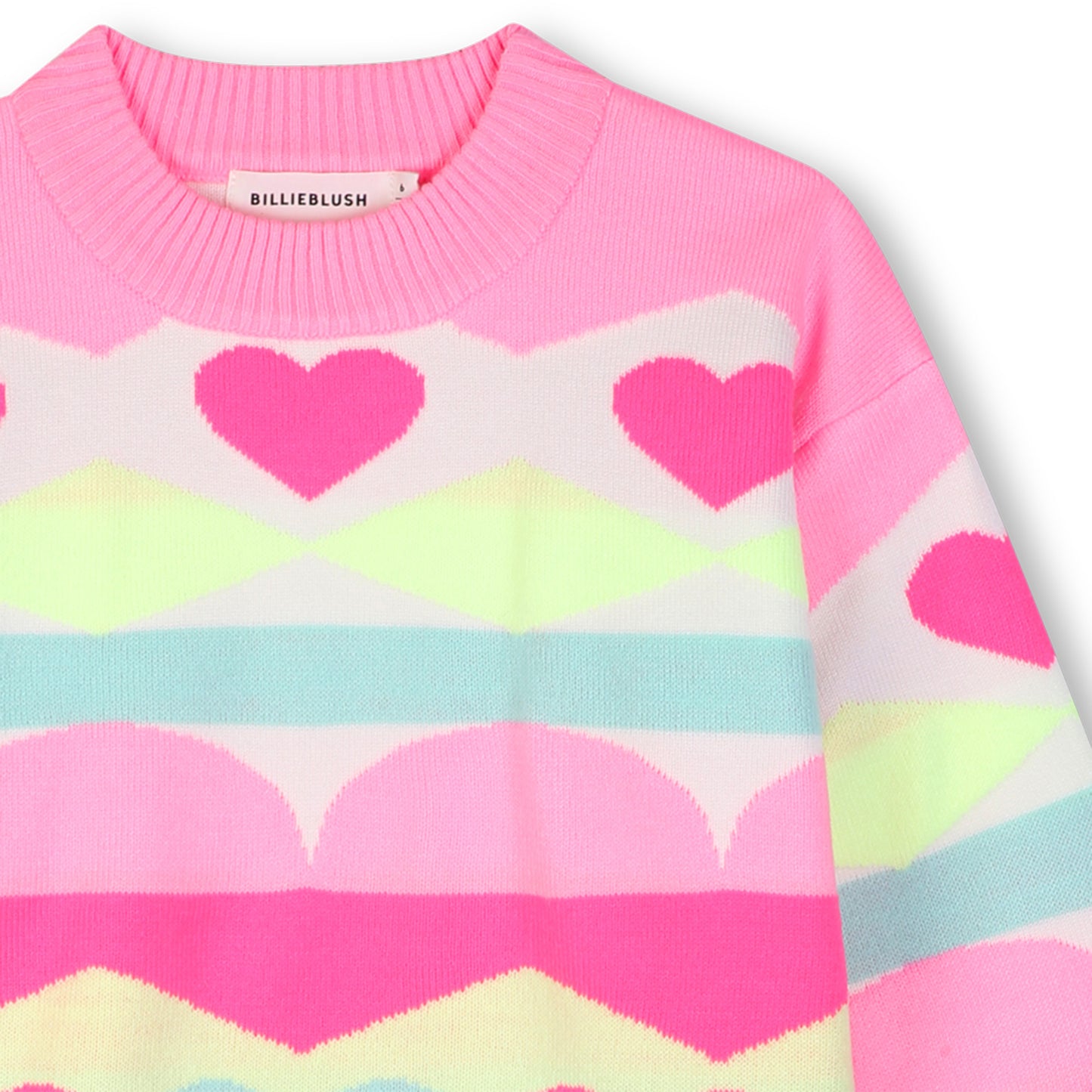 BILLIEBLUSH - Girls Sweater With Heart & Zigzag Pattern