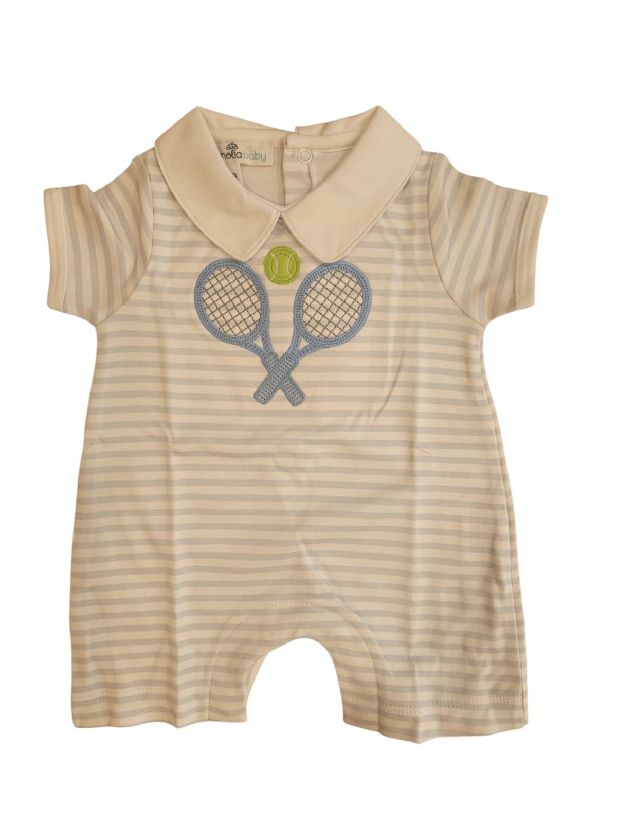 MAGNOLIA BABY - Courtside Cuties Applique Collared Short Playsuit L Blue