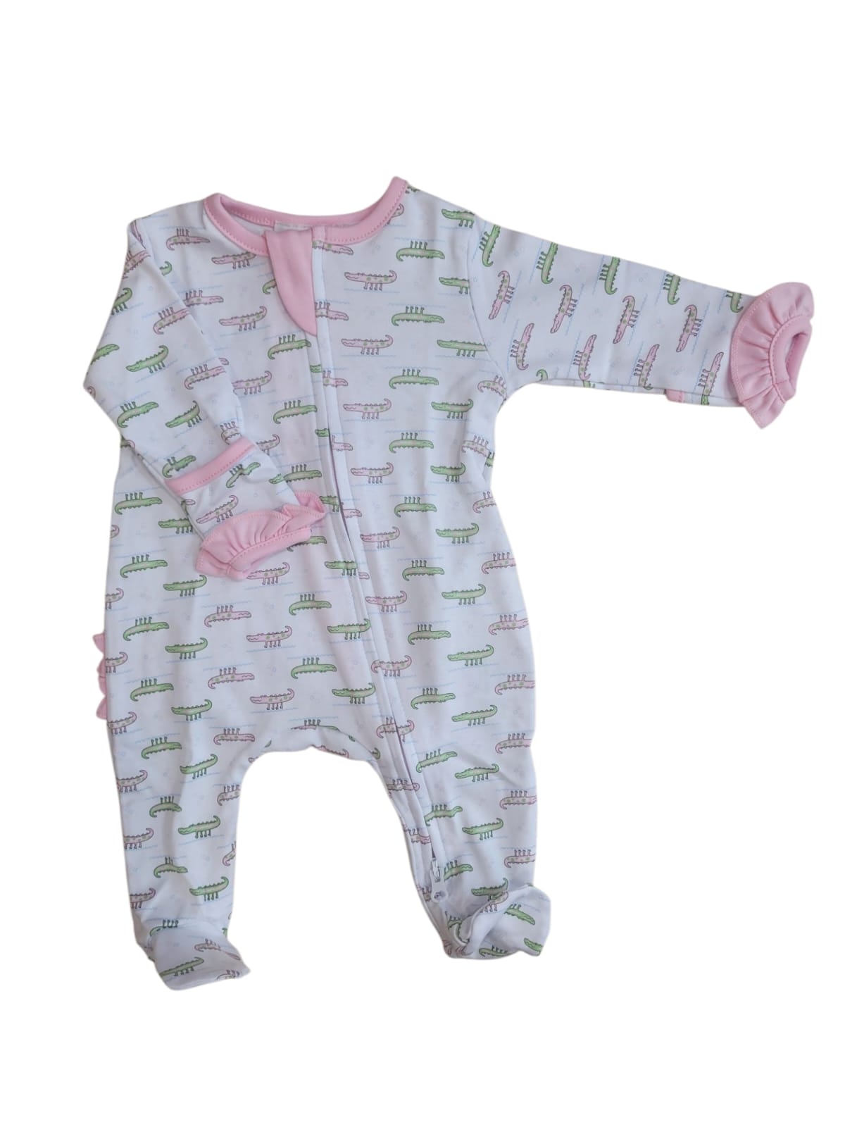 MAGNOLIA BABY - Alligator Pie Printed Zipper Footie - Pink