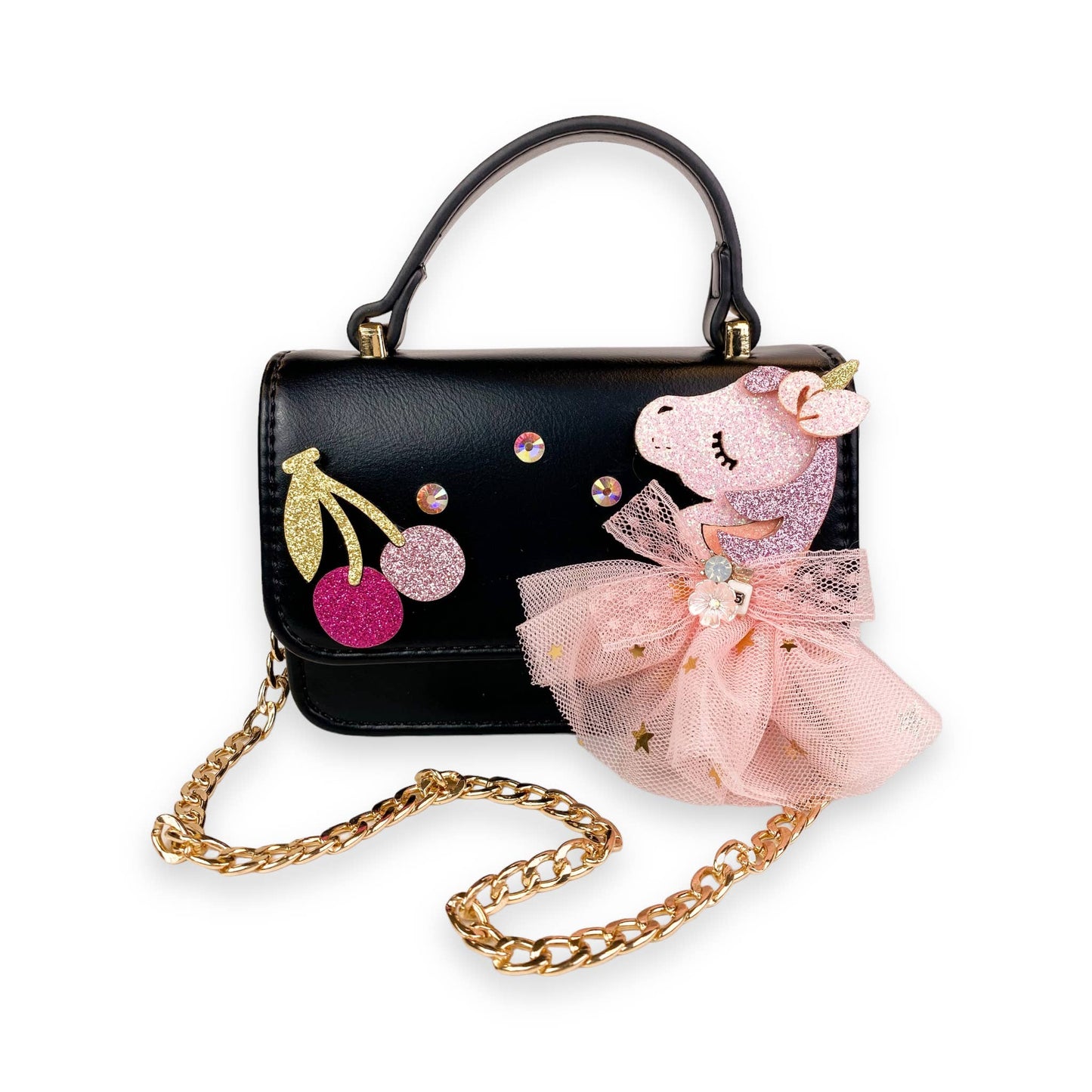 DOE A DEAR - Unicorn & Cherry Applique Purse