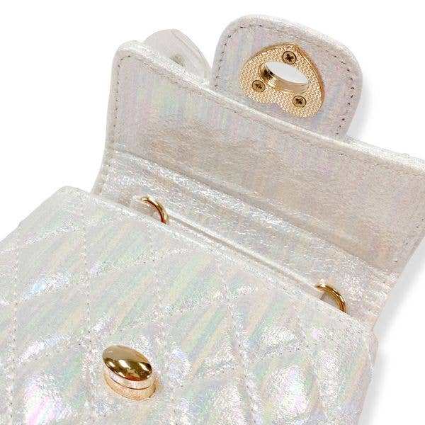 DOE A DEAR - Embellished Bow Shiny Quilted Purse