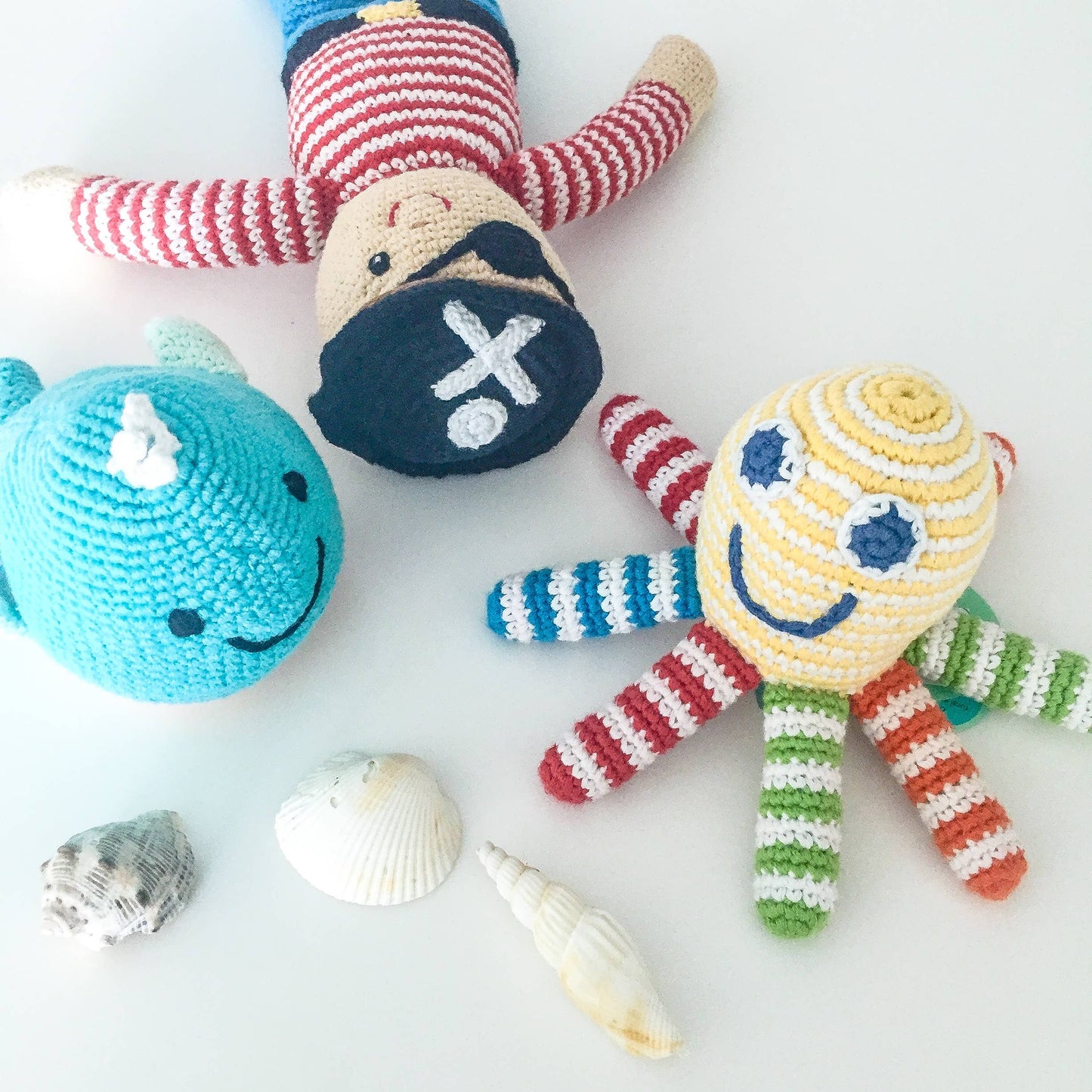Handmade Turquoise Whale Rattle β Soft & Sensory-Friendly
