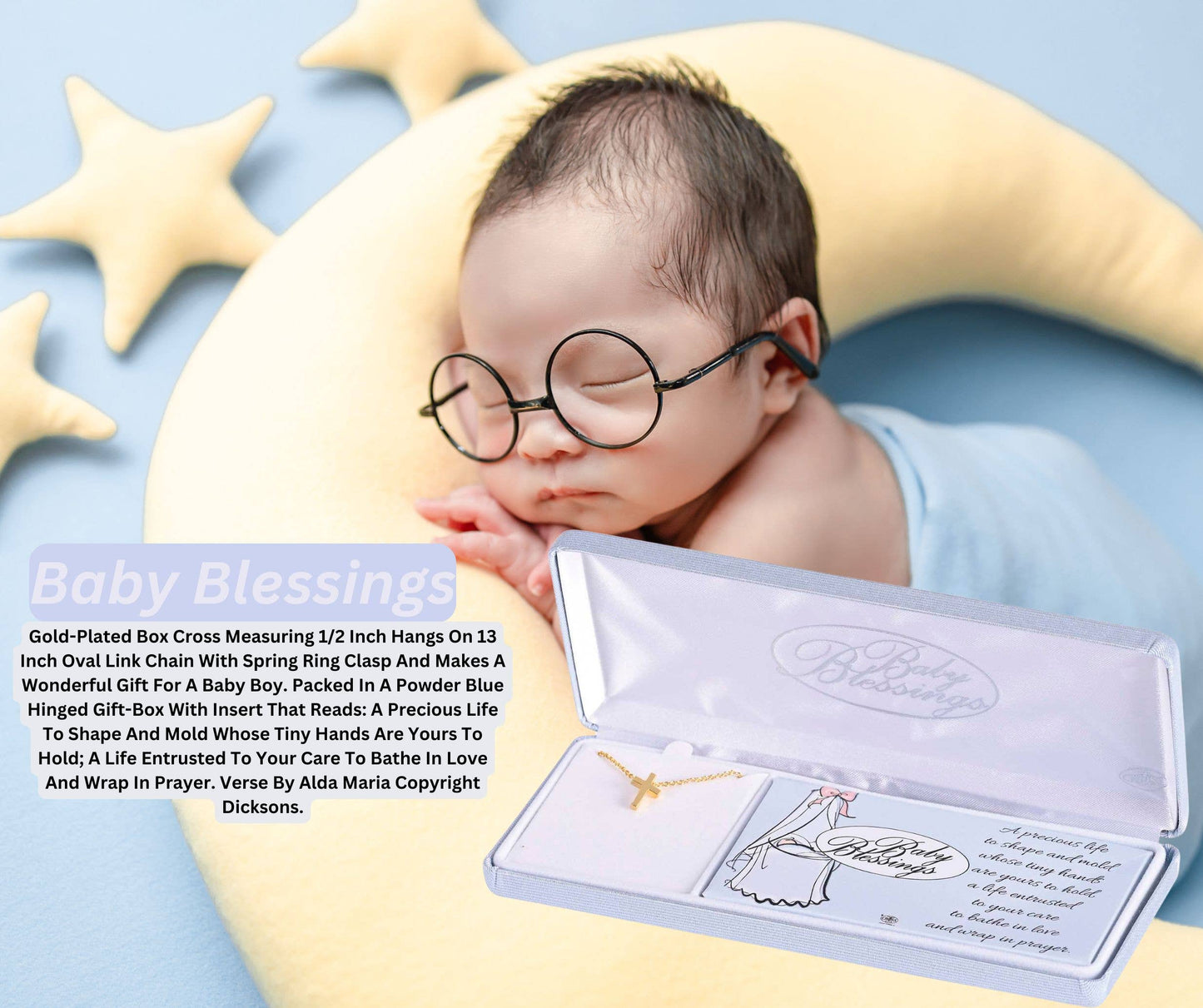 Necklace Baby Blessings Gold Cross - Boy