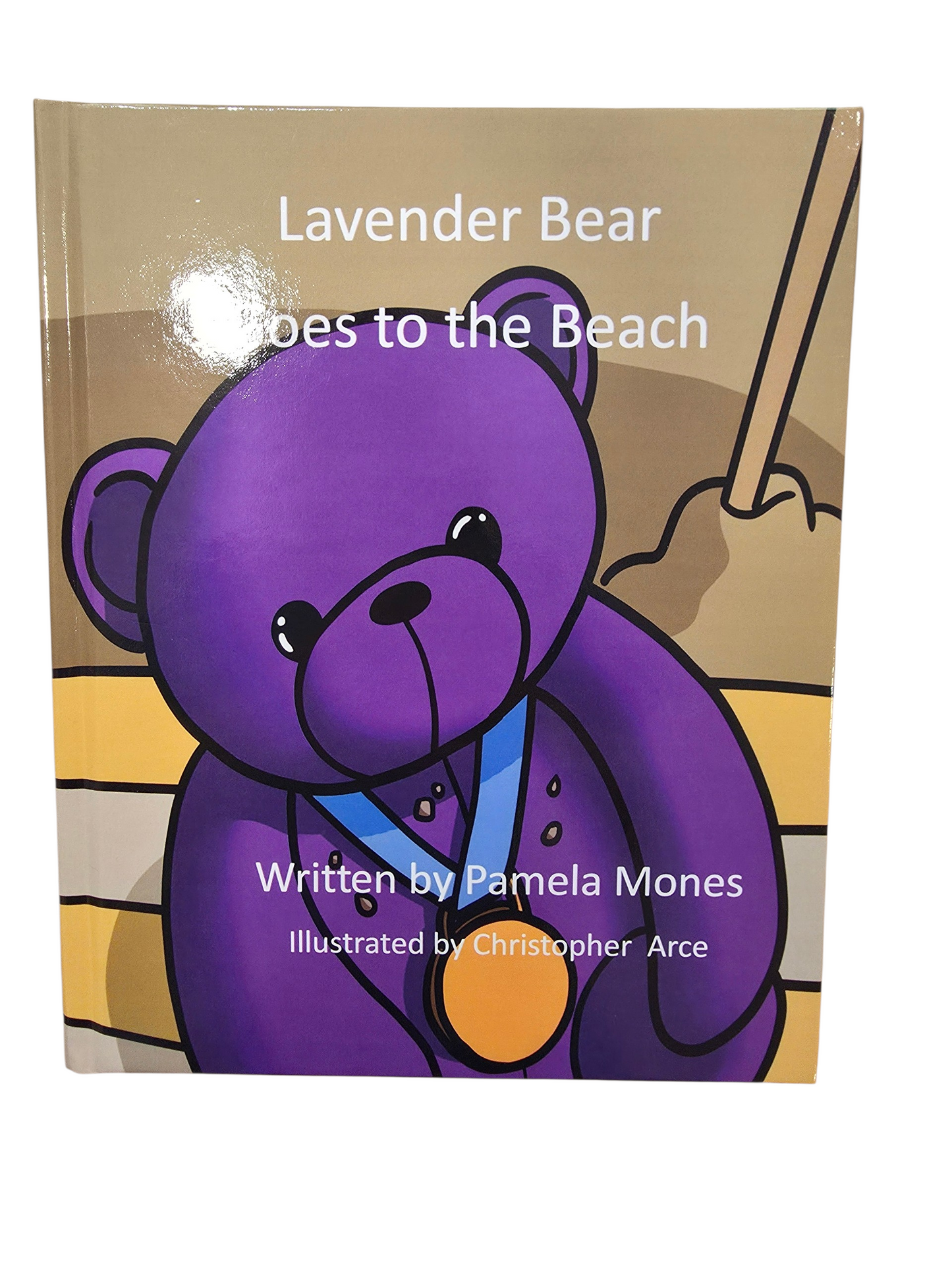 Lavender bear goes to the beach