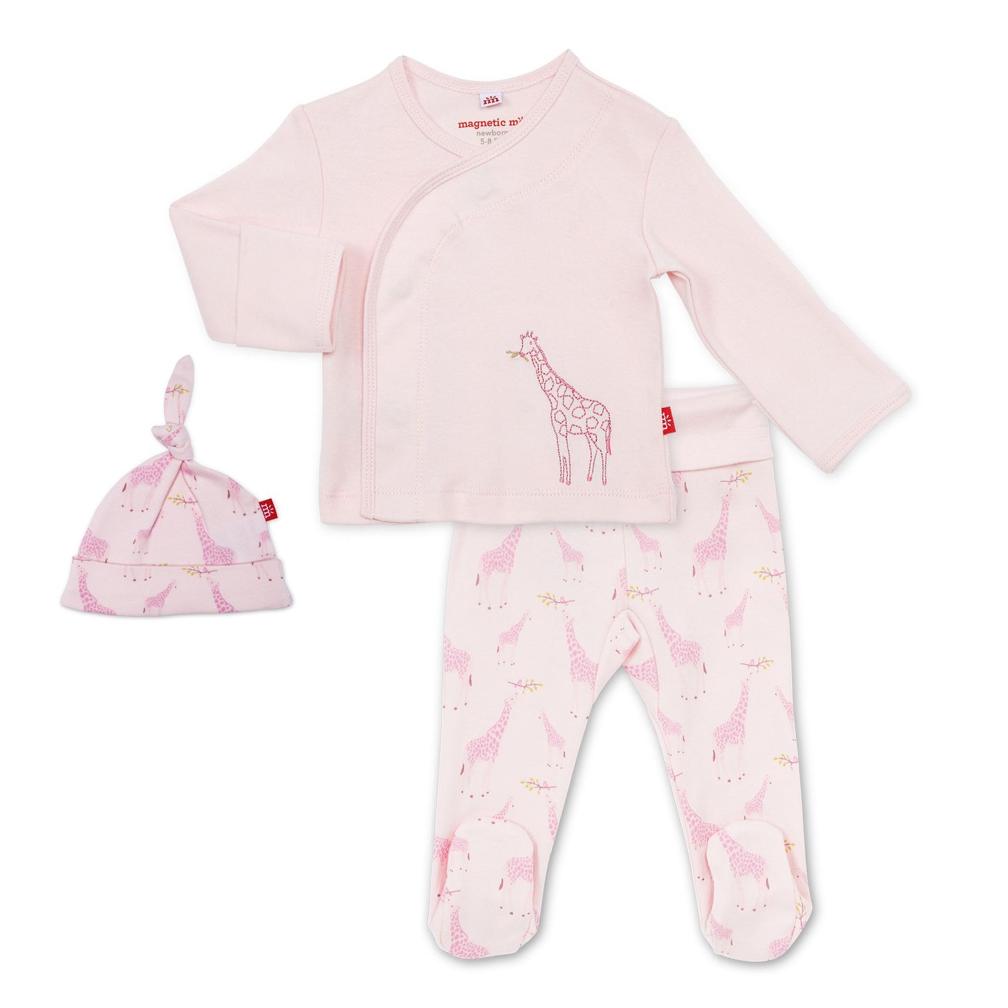 MAGNETIC ME - Pink Jolie Giraffe Organic Mag 3pc Kimomo Set