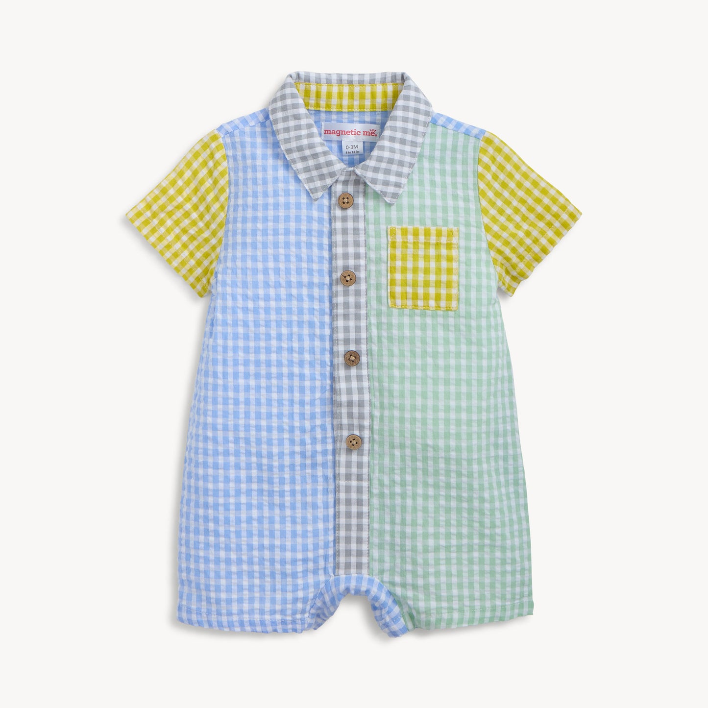 MAGNETIC ME - Multi Gingham Woven Collar Short Romper
