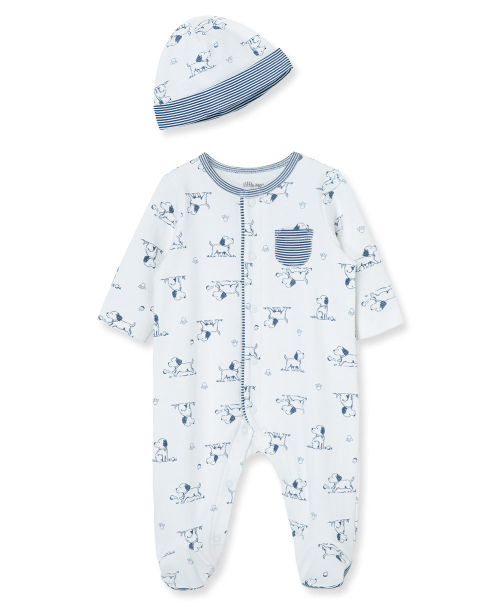 LITTLE ME - puppy toile footie/hat