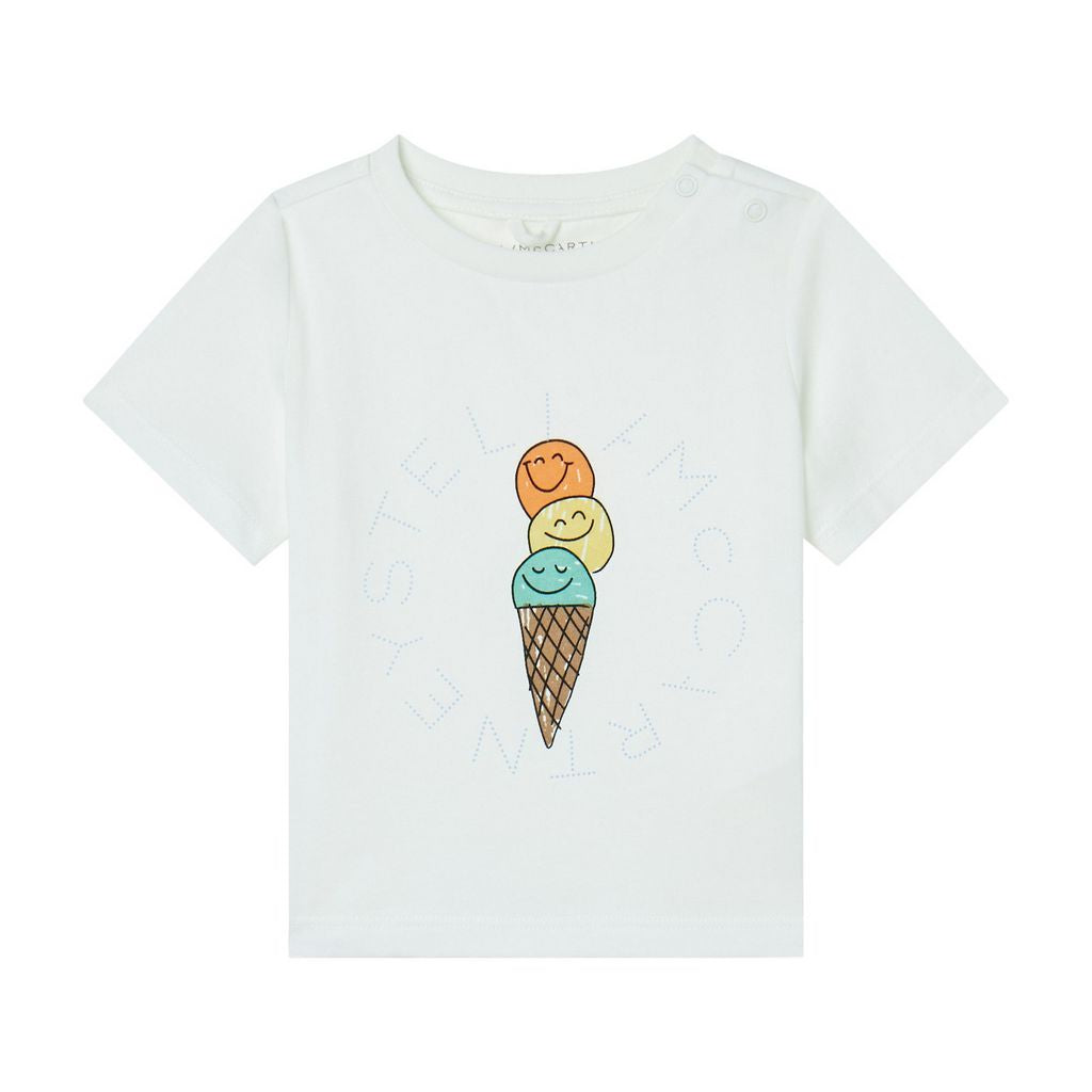 STELLA MCCARTNEY - Baby Boy SS T-Shirt With Ice Cream Logo Disk Print