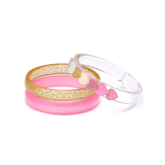 LILIES & ROSES - Hearts Pearl Pink Glitter Bangles