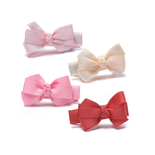 LILIES & ROSES - Little Bows Fabric Pink Red Shades Hair Clips