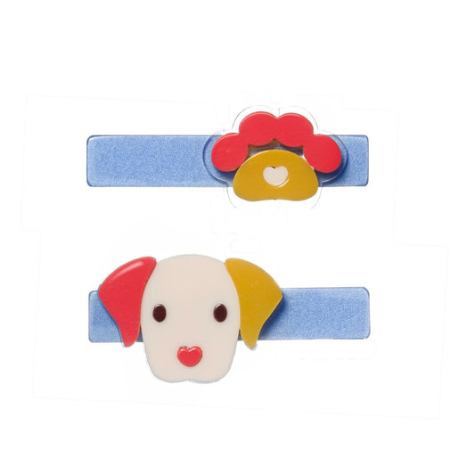 LILIES & ROSES - Puppy Paw Blue Red Hair Clips