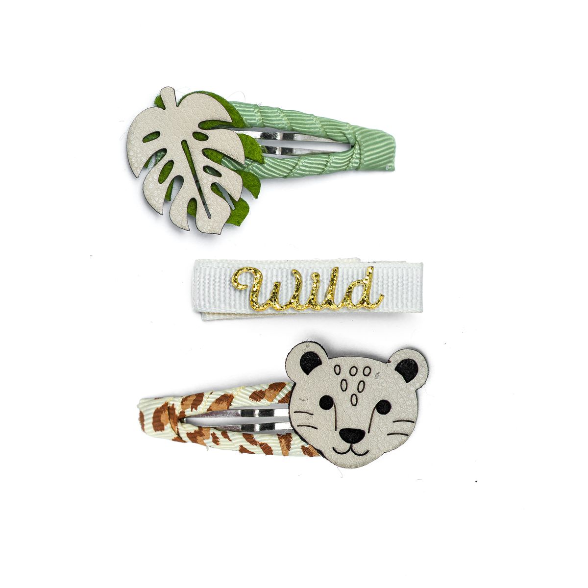 LILIES & ROSES - Wild Jungle Leopard Leather Snap Clips