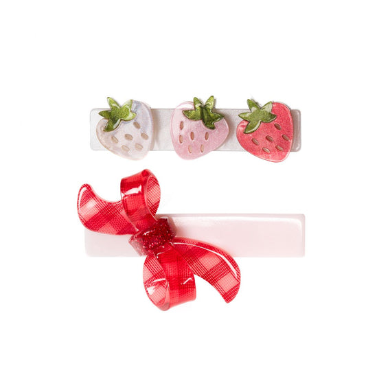 LILIES & ROSES - Strawberry Pink Shades & Checkered Bow Hair Clip