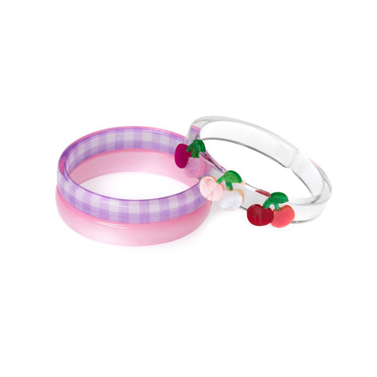LILIES & ROSES - Cherry Pink & Red Checkered Bangles