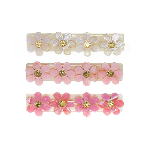 LILIES & ROSES - Flowers Pink & White Shimmer Hair Clips