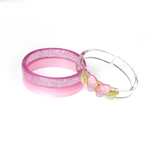 LILIES & ROSES - Butterflies Shimmer Pink Bangles