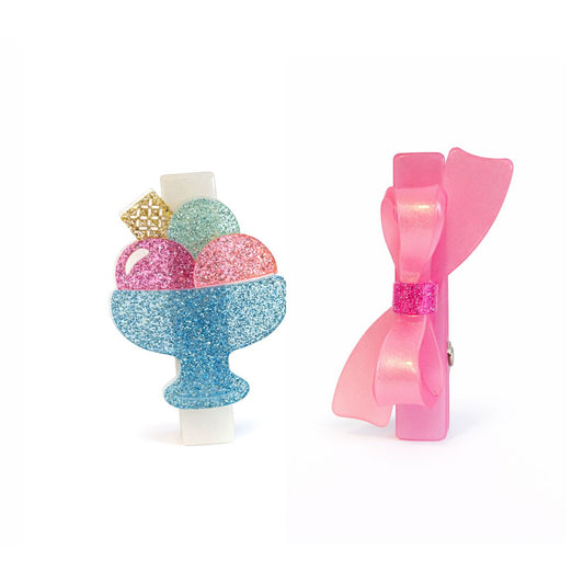LILIES & ROSES - Ice Cream Sundae & Bow Hair Clips
