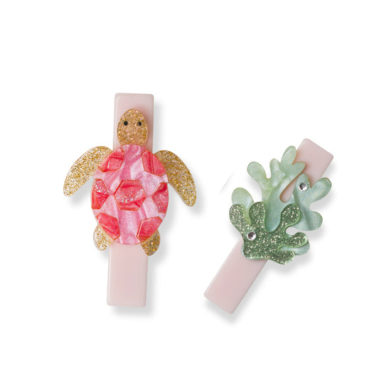 LILIES & ROSES - Sea Turtle Pink Hair Clips