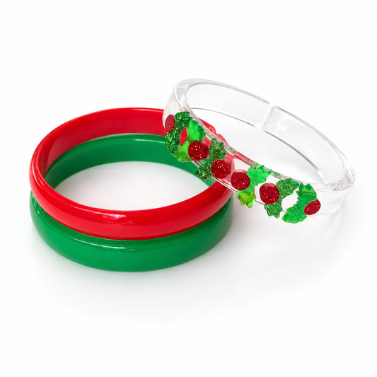 LILIES & ROSES - Holly Berry Glitter Bangles