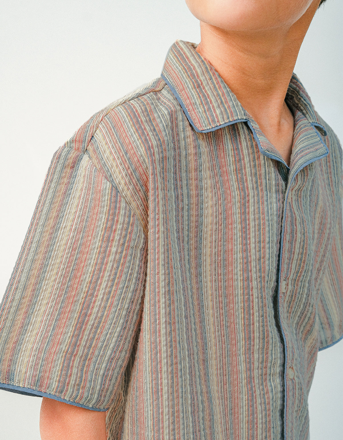 GINGERSNAPS - Baby Billy Cotton Linen Shirt With Microstripes