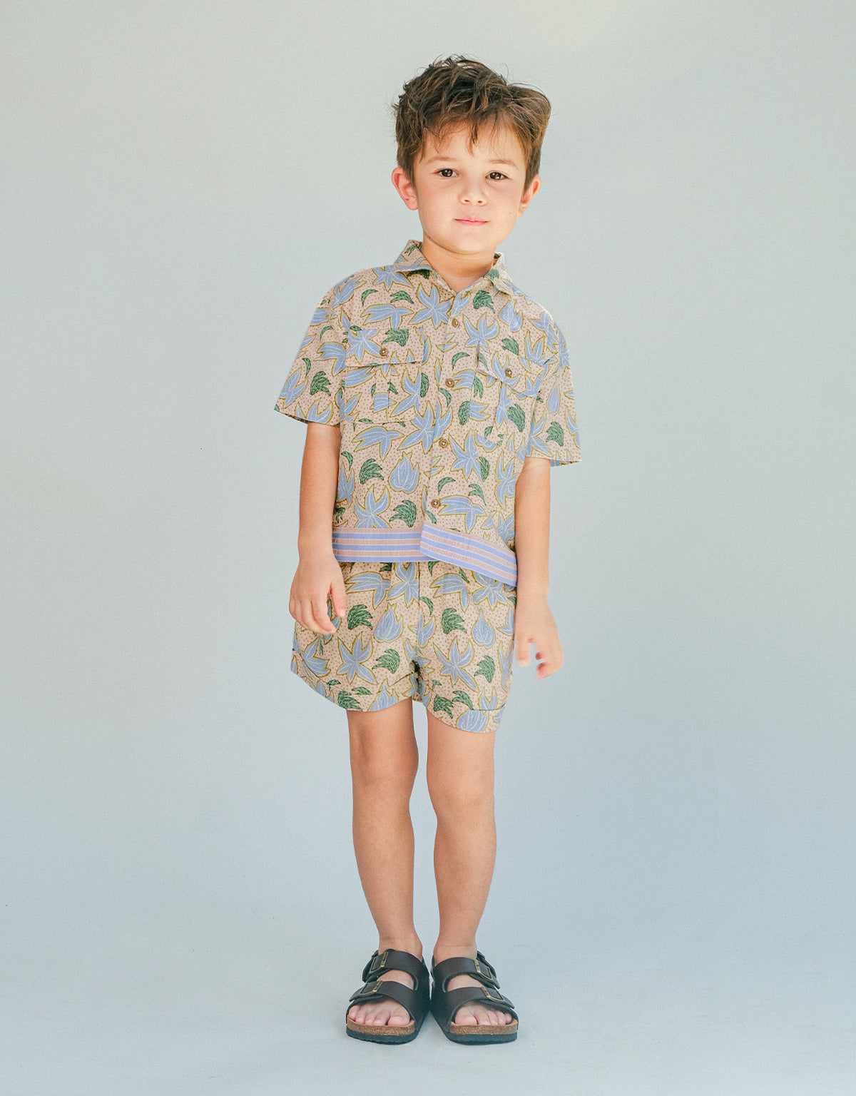 GINGERSNAPS - Pablo Linen Blend Palms & Bananas Printed Drawstrin