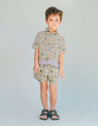 GINGERSNAPS - Pablo Linen Blend Palms & Bananas Printed Drawstrin